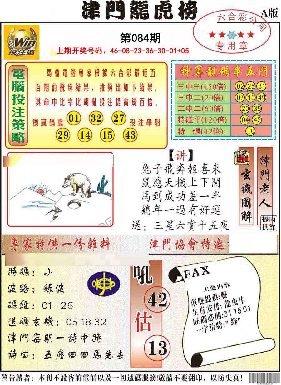 084期津门龙虎榜A[图]